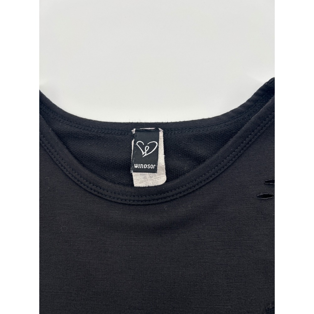 Windsor‎ Womens Black Distressed Ripped T-Shirt Dress Short Sleeve Crew Neck Med - Picture 8 of 9